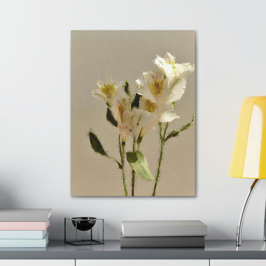 'White Lilly Flowers' Nature Print Canvas Art